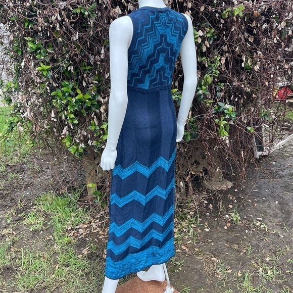 Missoni For Target Chevron Navy Blue V Neck Maxi Dress - Picture 6 of 10